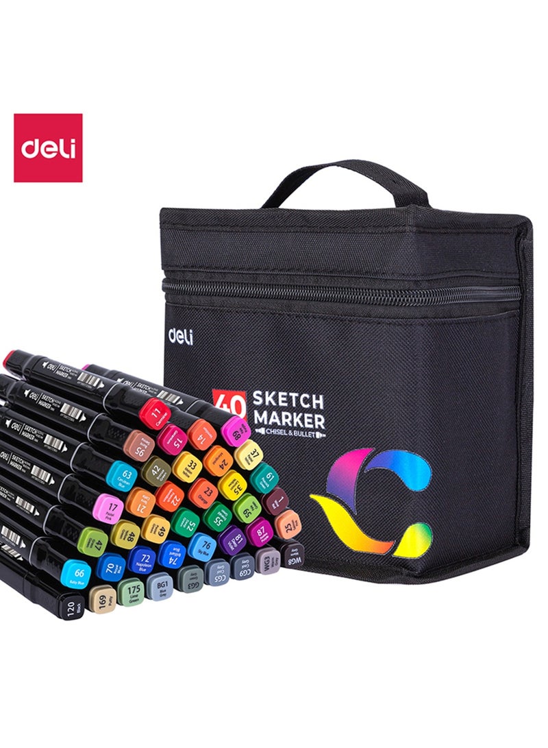 Deli 40-Piece Dual Tip Skecth Markers For Art Multicolour - Image 2