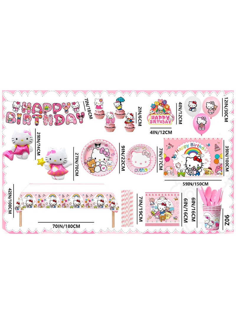 FRUITFUL PARTY Hello Kitty Birthday Decorations for 10 Guests, Hello Kitty Party Tableware Set Hello Kitty Party Plates Cups Napkins Backdrop Balloon Banner etc Hello Kitty Party Supplies  - Image 3