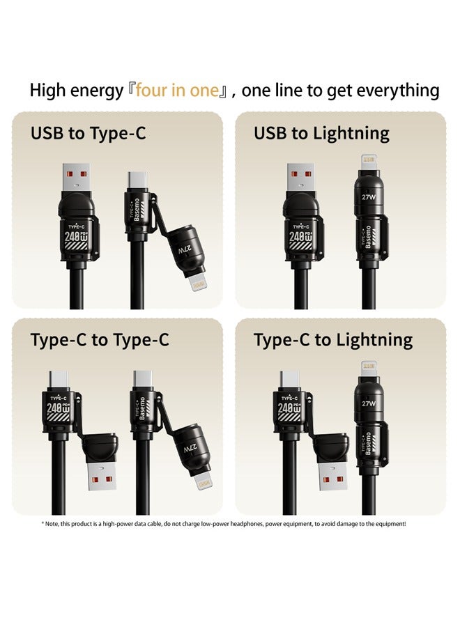 240W 4-in-1 Super Fast Charging Cable，Multifunctional Spring Retractable Charging Cable，for iPhone/Samsung/Huawei/ Laptop And More (Gold,2M) - Image 3