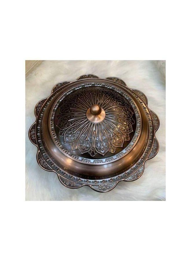 A luxurious copper-colored serving dish with a decorative lid – a metal serving bowl for events and gatherings - Image 5