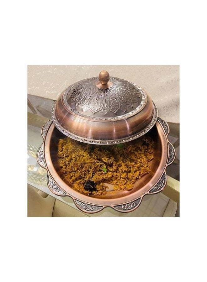 A luxurious copper-colored serving dish with a decorative lid – a metal serving bowl for events and gatherings - Image 3