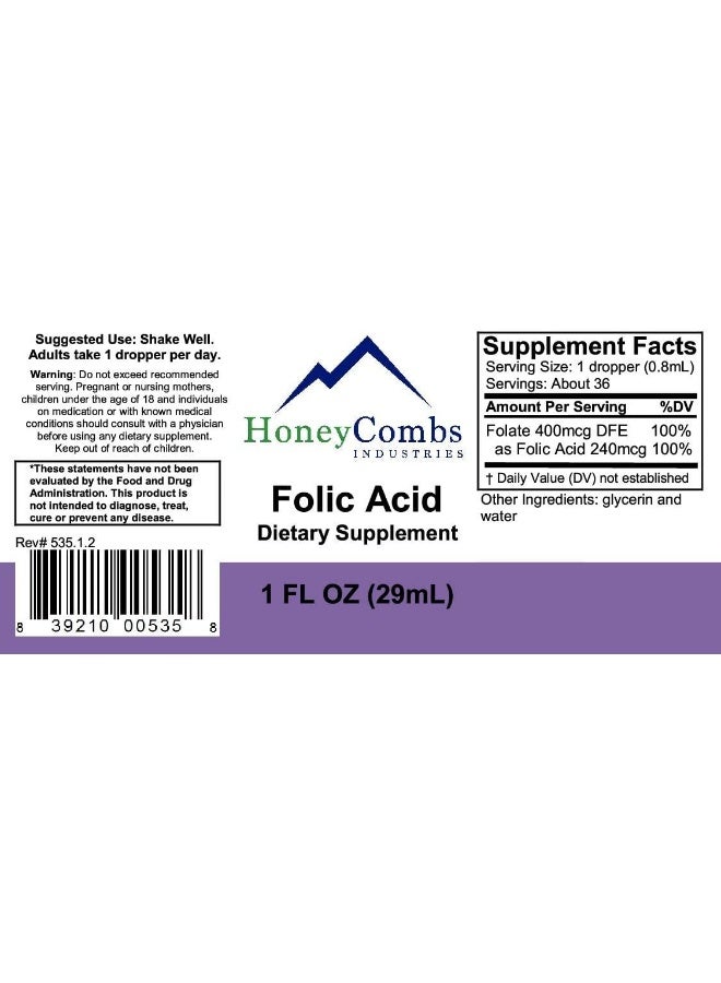 HoneyCombs Folic Acid Vitamin B9 Liquid Drops for Women - Image 2