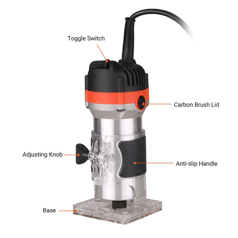 Trim Router 800W Copper Wire Motor Multiple Trimming Edge - Toggle Switch Instant ON/OFF Wood Router for Professional Woodworkers & DIY Woodworking Projects - Image 3