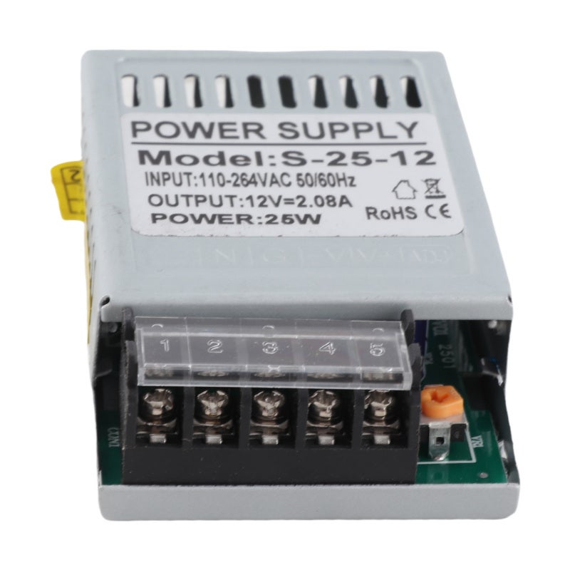 Switching Power Supply 25W 2.08A DC 12V Output Aluminum Alloy - 170-264V Input - Safety Protection Cover for Industrial Automation - Image 2