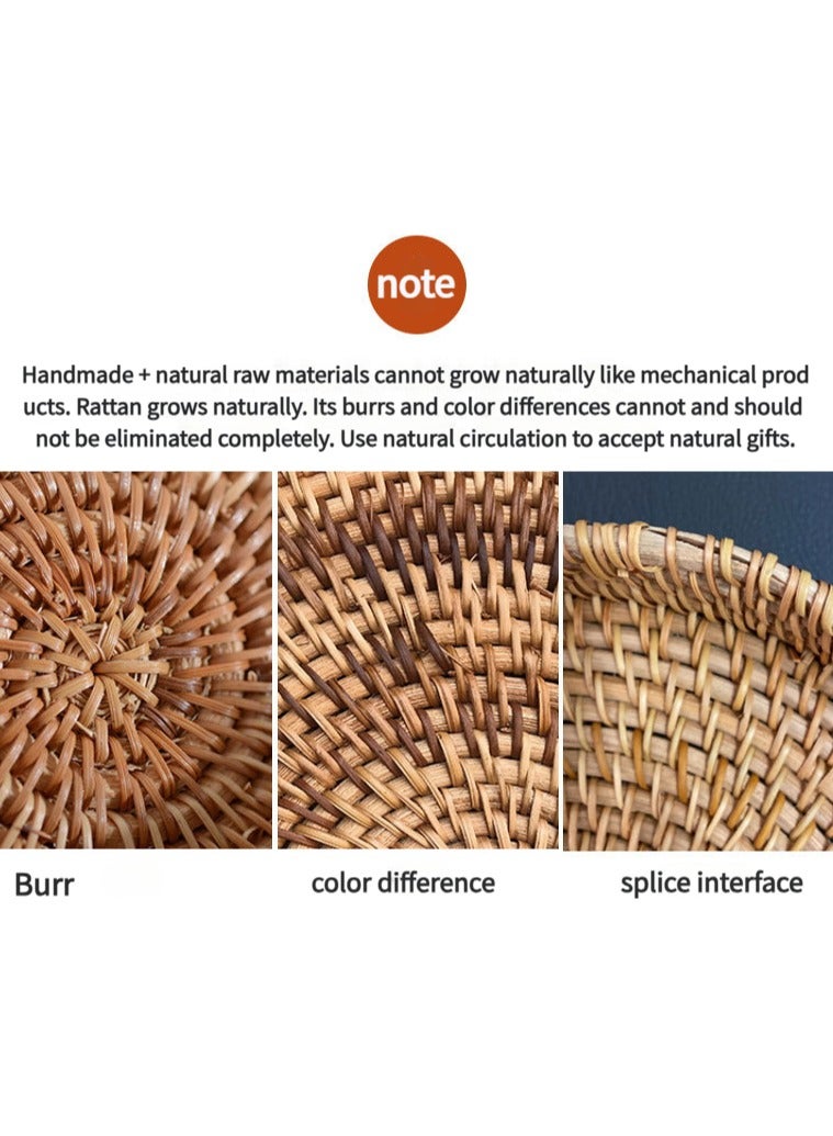 Handmade rattan towel tray storage basket living room dining table knife and fork chopstick box dessert snack fruit basket  - Image 3