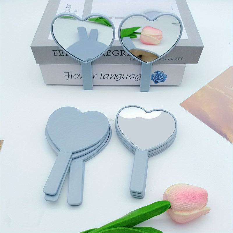 Set of 6 Light Blue Heart Shaped Handheld Mirrors for Travel Makeup - Image 5