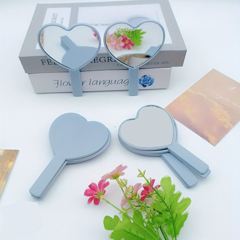 Set of 6 Light Blue Heart Shaped Handheld Mirrors for Travel Makeup - Image 4
