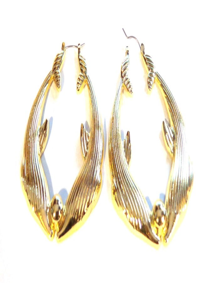 Divas Diggables Dolphin Hoop Earrings Dolphins Kissing Hoops 2.5 Inch Earrings Gold Plated Hoop Earrings - Image 2