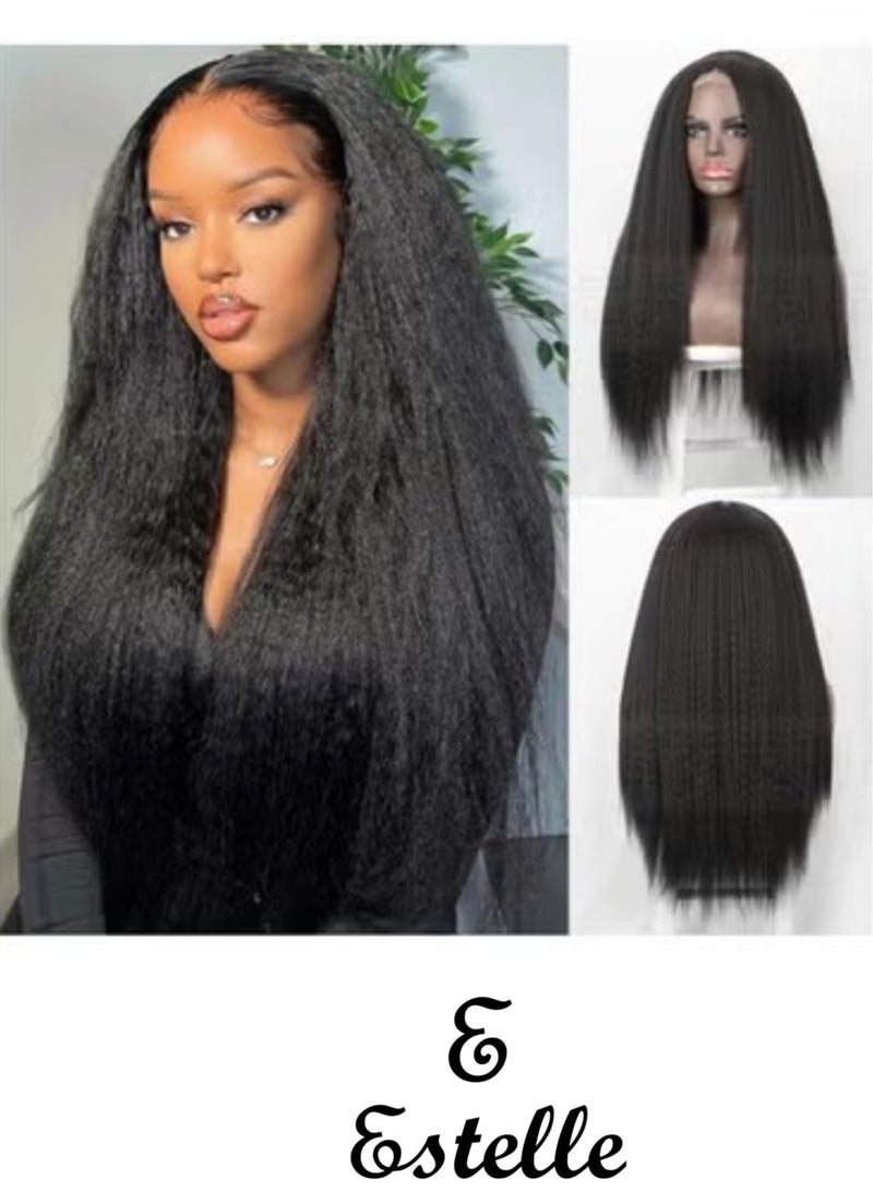 إستيل شعر مستعار صغير بدانتيل أمامي للنساء طويل بموجات سوداء NYL2538 - Image 1