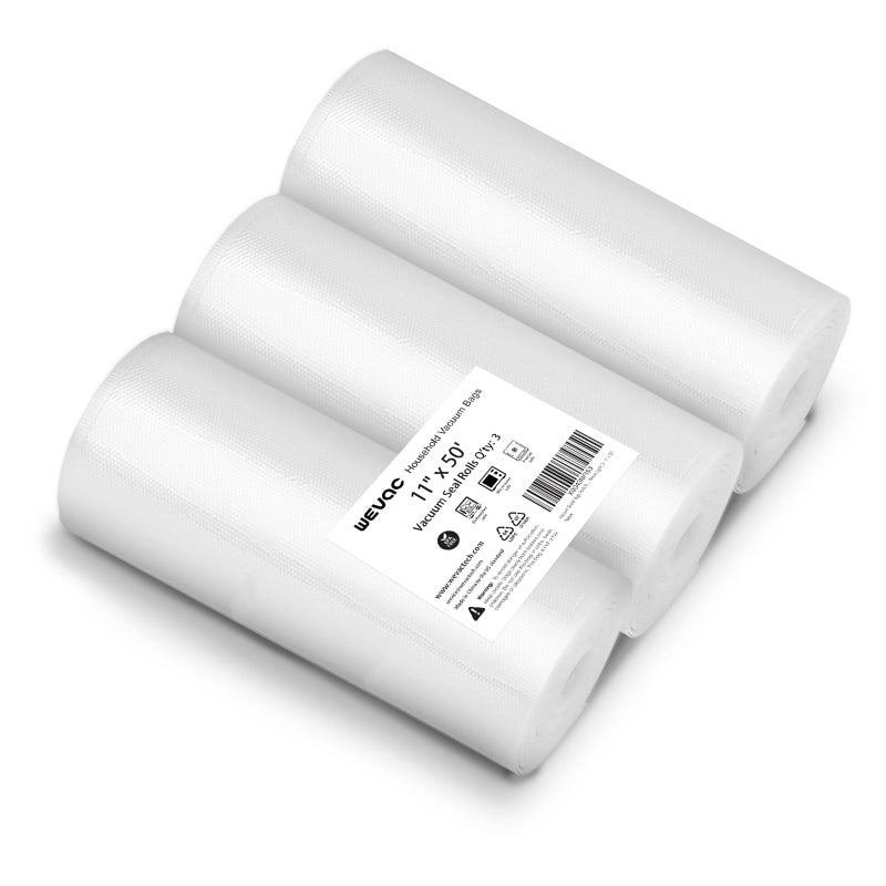 2024 New 11 x 50 3 Rolls Vacuum Sealer Rolls Bags for Food Great for Food Storage Sous Vide and Meal Prep Wevac Lite