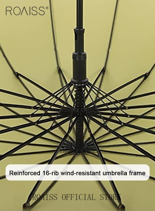 roaiss Unisex Multifunctional Long-Handled Umbrella with Enlarged Surface Three-Layer Rainproof and Windproof Curved Hook for Easy Gripping 16-Rib Design for Rain and Sun - Image 4