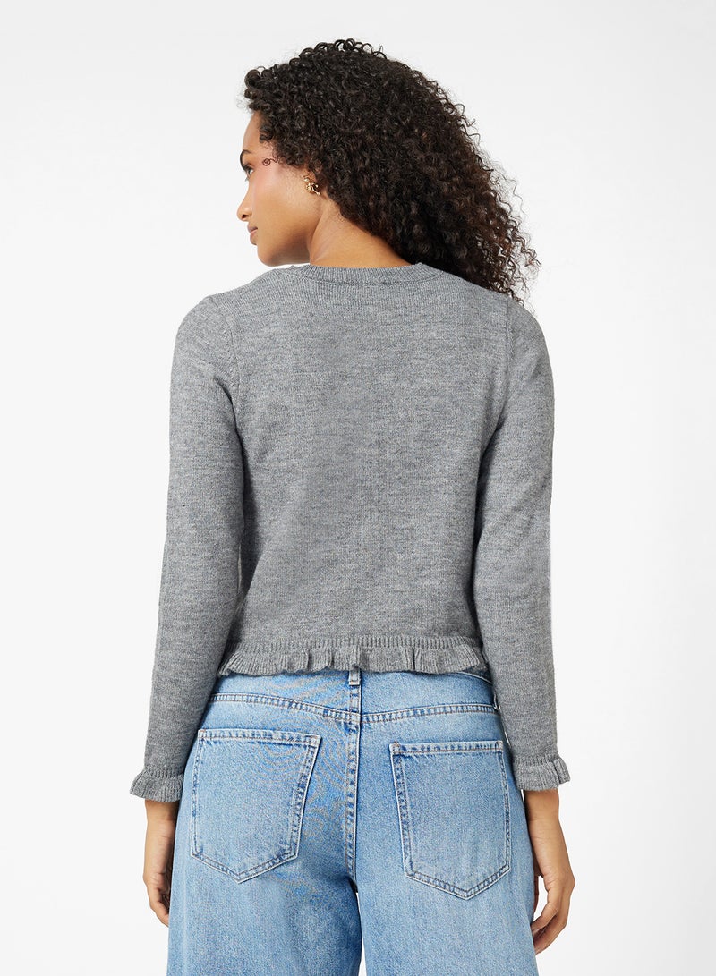 Ginger Slim Fit Button Down Cardigan with Frill Detail - Image 2