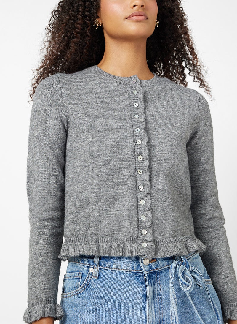 Ginger Slim Fit Button Down Cardigan with Frill Detail - Image 3