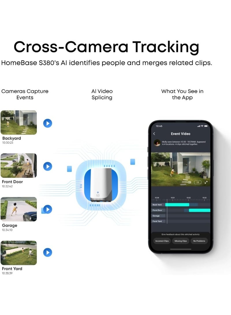 eufy Security SoloCam E42 4-Cam Kit (HomeBase S380), 4K Security Camera Wireless Outdoor, Solar Powered, AI Motion Tracking, Strobe Light, Pan & Tilt, Facial Recognition, Local Storage Up to 16 TB - Image 4