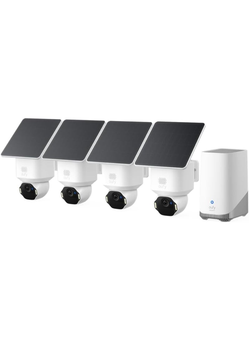 eufy Security SoloCam E42 4-Cam Kit (HomeBase S380), 4K Security Camera Wireless Outdoor, Solar Powered, AI Motion Tracking, Strobe Light, Pan & Tilt, Facial Recognition, Local Storage Up to 16 TB - Image 1