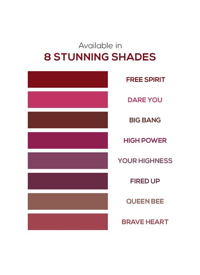 Stunner Matte Lipstick - Free Spirit 4Gm - Intense Color Pay Off, Full Coverage Long Lasting Weightless Velvety Formula With One Swipe Application - Enriched With Vitamin E & Hyaluronic Acid