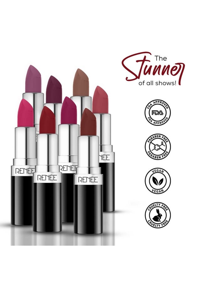 Stunner Matte Lipstick - Free Spirit 4Gm - Intense Color Pay Off, Full Coverage Long Lasting Weightless Velvety Formula With One Swipe Application - Enriched With Vitamin E & Hyaluronic Acid