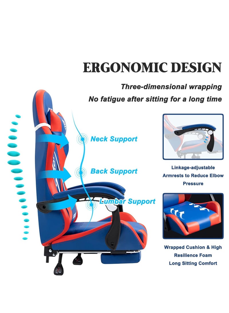 Arabest Gaming Chair with Footrest Ergonomic Massage Computer Desk Chair Video Gaming Chair with Speakers Lumbar Support Height & Angles Adjustable Reclining Gamer Chair,Standard - Image 2
