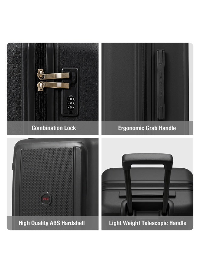 Eagle Express Clifton 20 Inch Cabin Luggage All Black, PP Hard Shell Carry On Trolley Suitcase with Lightweight Travel Design, 360 Spinner Wheels, Secure Lock System and 2 Year Warranty - Image 5