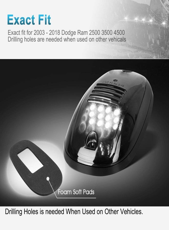 Partsam مجموعة بارتسام 5 قطع 12 مصباح LED دخاني/أبيض مصابيح تحديد سقف الكابينة 264146BK بديلة لسيارة دودج رام 2003-2018 (عدسة دخانية/أضواء بيضاء) - Image 5