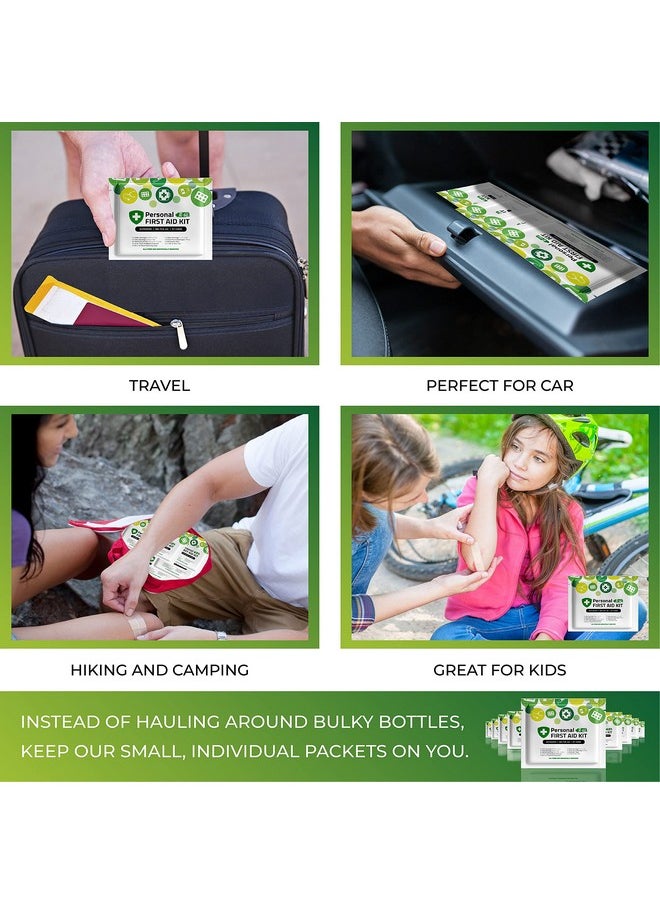 pH Advantage Portable Travel Size First Aid Kit 10 Pack | Perfect For Home, Office, Car, School, Business, Travel, Hiking, Hunting, And Outdoors | Individually Wrapped First Aid Products (Green)  - Image 4