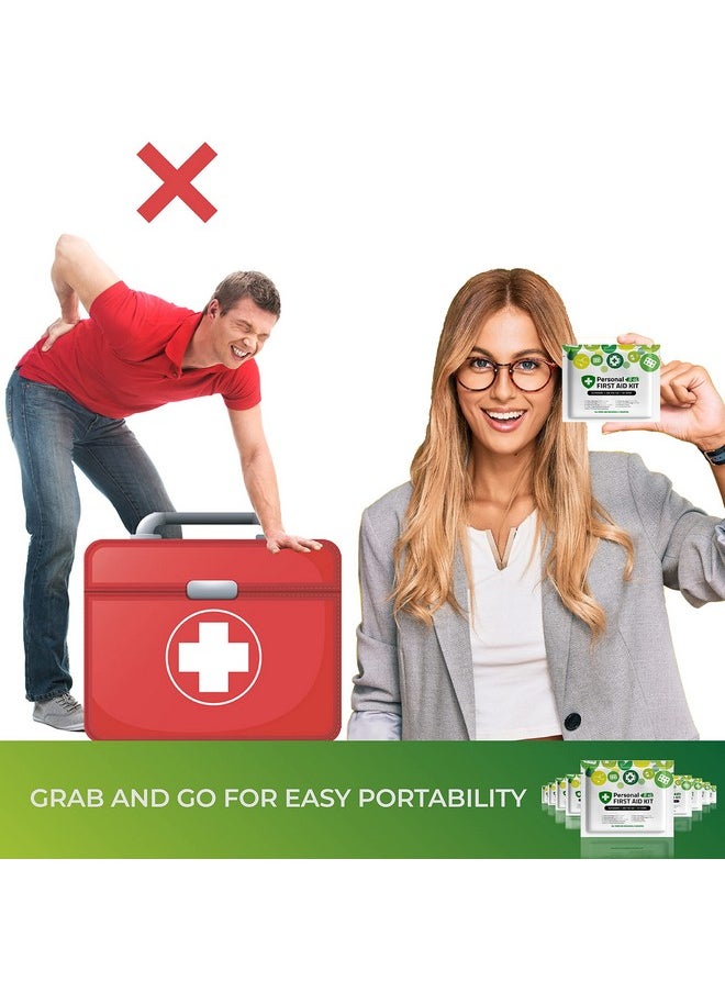 pH Advantage Portable Travel Size First Aid Kit 10 Pack | Perfect For Home, Office, Car, School, Business, Travel, Hiking, Hunting, And Outdoors | Individually Wrapped First Aid Products (Green)  - Image 3
