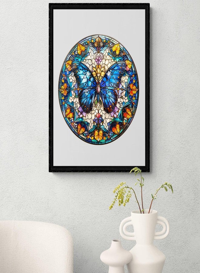 AEEKDOOK Wooden Jigsaw Puzzles for Adults - Stained Glass Butterfly Puzzles - Unique Animal Shape Wooden Puzzles for Adults - Best Gifts for Women Mom Grandma (8.5 * 8.5in-100 Pieces) - Image 4