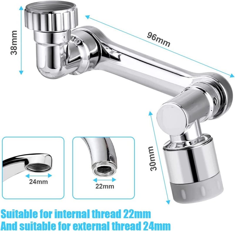 IONIX Faucet Extender Universal 1080° Swivel Robotic Arm Swivel Extension Faucet Aerator, ABS plastic Chrome Finish body - Image 2