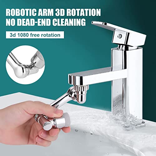 IONIX Faucet Extender Universal 1080° Swivel Robotic Arm Swivel Extension Faucet Aerator, ABS plastic Chrome Finish body - Image 4