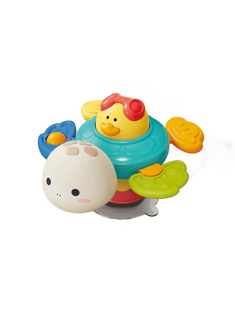 حديقة الألعاب لعبة تكديس السلحفاة اللطيفة 2 في 1 مع بطة وقاعدة شفط وعضاضة - لعبة أطفال تعليمية للتنسيق بين اليد والعين - Image 1