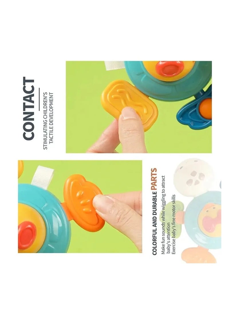 حديقة الألعاب لعبة تكديس السلحفاة اللطيفة 2 في 1 مع بطة وقاعدة شفط وعضاضة - لعبة أطفال تعليمية للتنسيق بين اليد والعين - Image 3