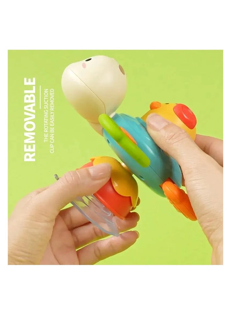 حديقة الألعاب لعبة تكديس السلحفاة اللطيفة 2 في 1 مع بطة وقاعدة شفط وعضاضة - لعبة أطفال تعليمية للتنسيق بين اليد والعين - Image 4