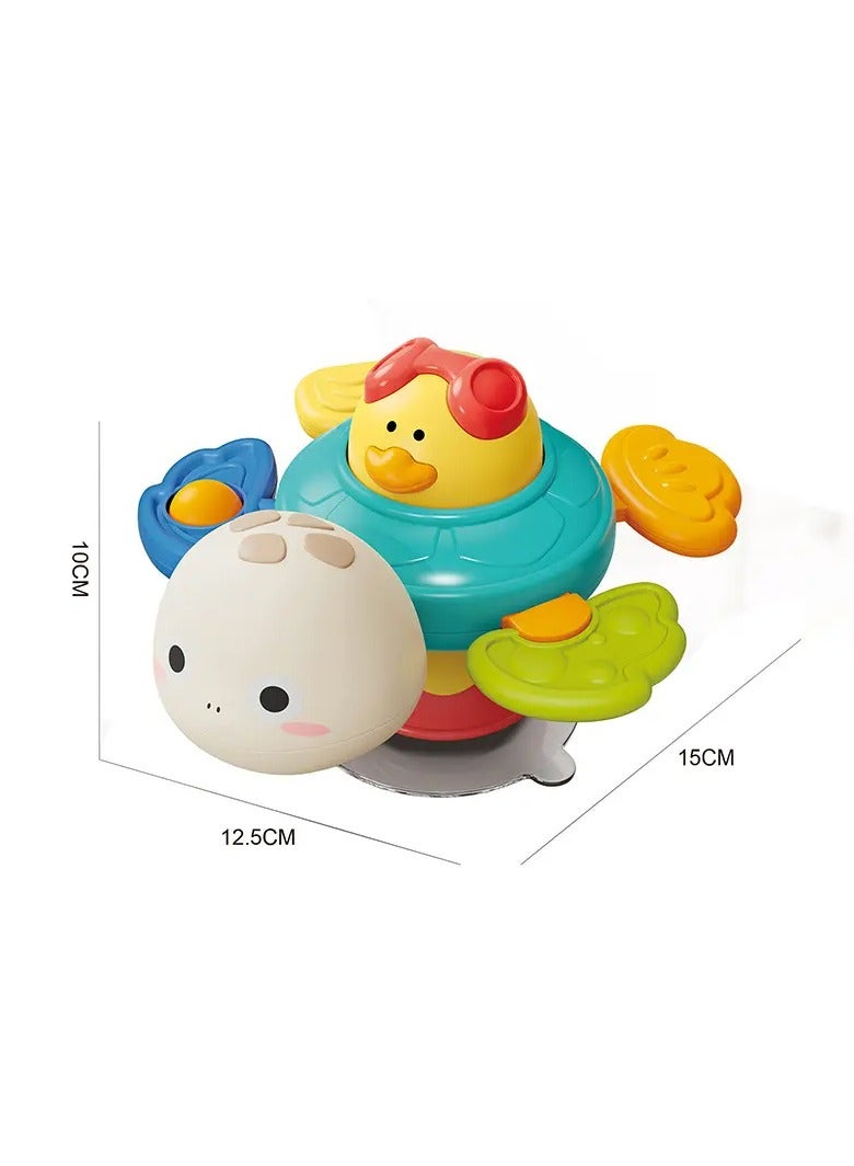 حديقة الألعاب لعبة تكديس السلحفاة اللطيفة 2 في 1 مع بطة وقاعدة شفط وعضاضة - لعبة أطفال تعليمية للتنسيق بين اليد والعين - Image 5