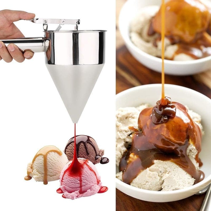 Gijaxe Gijaxe Pancake Dough Dispenser Stainless Steel Dough Dispenser Batter Funnel Baking Funnel for Home Kitchen Bakery Cake Desserts Cooking Tools Silver Pack of 1pcs  - Image 2