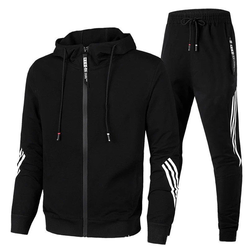 2022 Spring and Autumn Mens Casual Sports Suit Hooded Zipper Sweater Trousers Trendy Sports Suit White