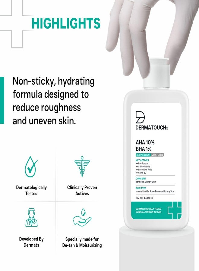 DERMATOUCH AHA 10% BHA 1% Body Lotion for Men & Women - Body lotion for dry skin - De-tans, Moisturizing & Bumpy Skin/Suitable for All Skin Types 100 ml - Image 5
