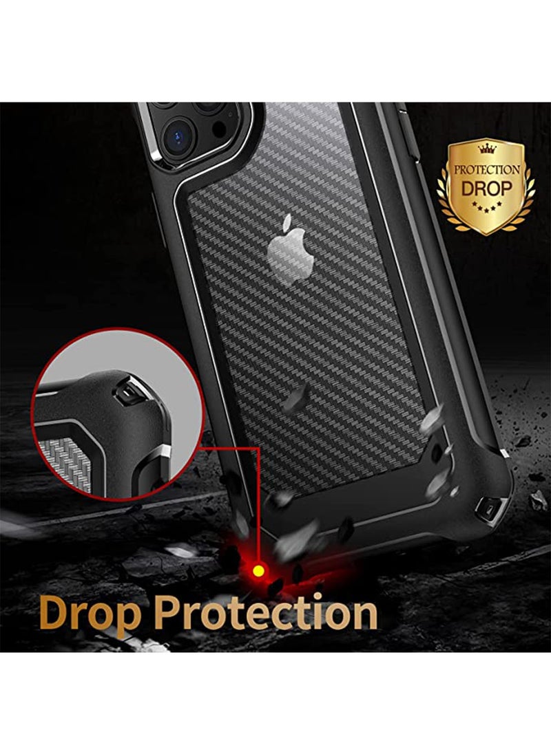 Generic Compatible with iPhone 14 Pro Max 6.7 Inch Case,Shockproof Hard Carbon Fiber Back Soft Bumper Frame Anti Scratch Fingerprint Resistant Protective Phone Case Black  - Image 5