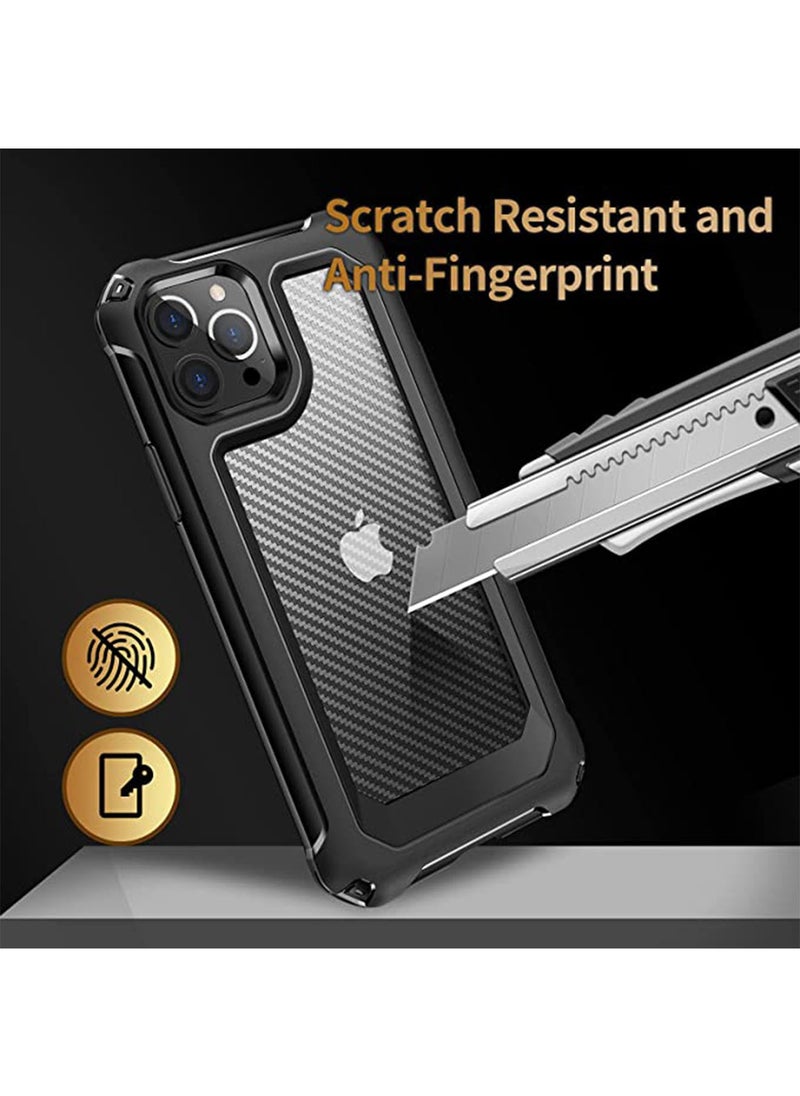 Generic Compatible with iPhone 14 Pro Max 6.7 Inch Case,Shockproof Hard Carbon Fiber Back Soft Bumper Frame Anti Scratch Fingerprint Resistant Protective Phone Case Black  - Image 4