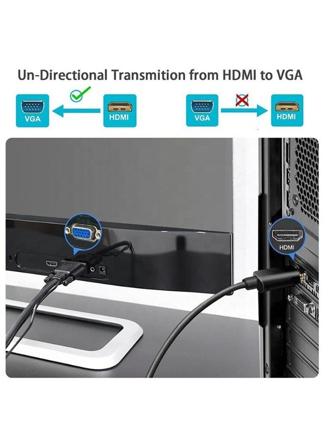 فايف ستار للإلكترونيات كيبل HDMI الى VGA، 6 قدم مقابس مطلية بالذهب مضادة للتداخل 1080P@60Hz من مصدر HDMI الومنيوم الى محول عرض VGA (ذكر الى ذكر) متوافق مع الكمبيوتر واللابتوب واكس بوكس وبلاي ستيشن 5 والشاشة والمزيد - Image 4