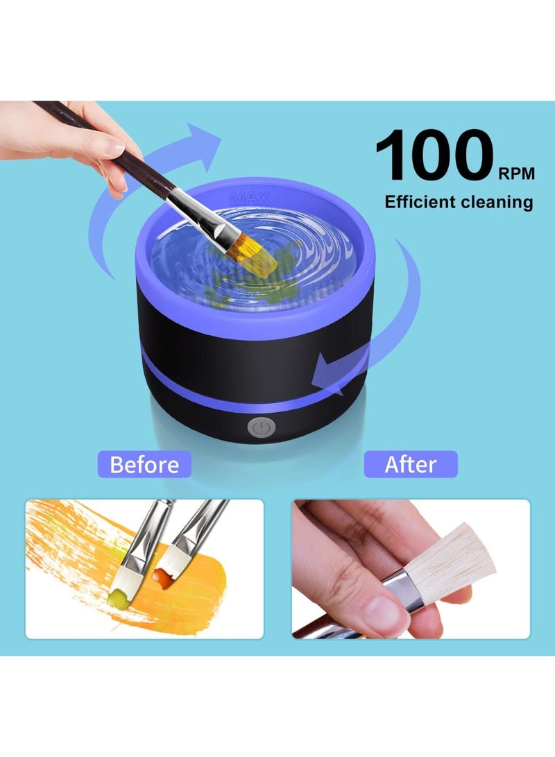 Cobest Electric Paint Brush Cleaner Rinse Cup, with Silica gel mat bowl Portable Rinse Cup, 3 mode Improvement Buttons Automatic Dryer Machine, for Watercolor, Oil, Gouache Painting (Blue) - Image 4