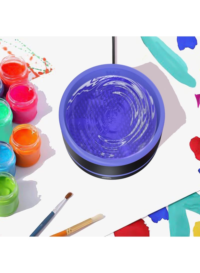 Cobest Electric Paint Brush Cleaner Rinse Cup, with Silica gel mat bowl Portable Rinse Cup, 3 mode Improvement Buttons Automatic Dryer Machine, for Watercolor, Oil, Gouache Painting (Blue) - Image 3