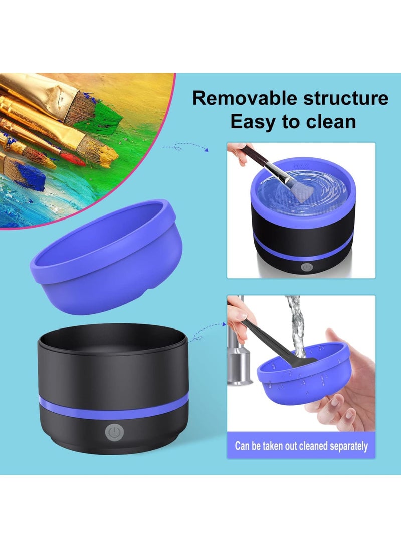 Cobest Electric Paint Brush Cleaner Rinse Cup, with Silica gel mat bowl Portable Rinse Cup, 3 mode Improvement Buttons Automatic Dryer Machine, for Watercolor, Oil, Gouache Painting (Blue) - Image 5