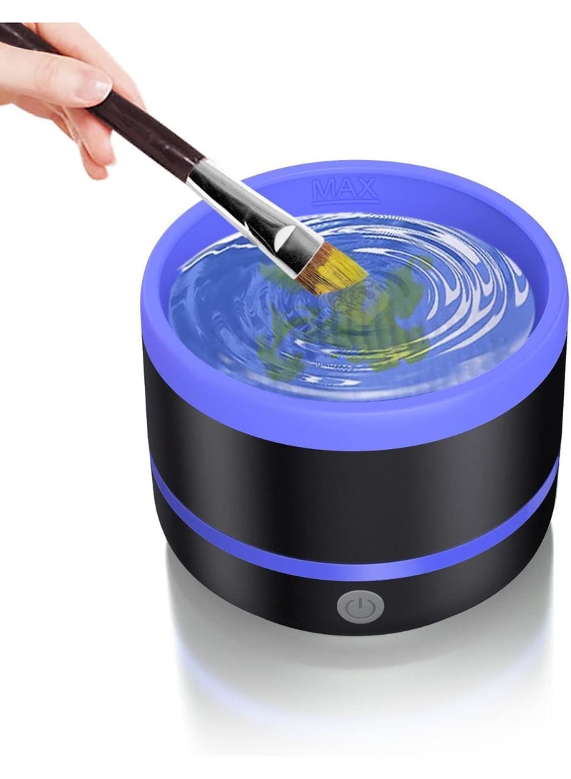 Cobest Electric Paint Brush Cleaner Rinse Cup, with Silica gel mat bowl Portable Rinse Cup, 3 mode Improvement Buttons Automatic Dryer Machine, for Watercolor, Oil, Gouache Painting (Blue) - Image 1
