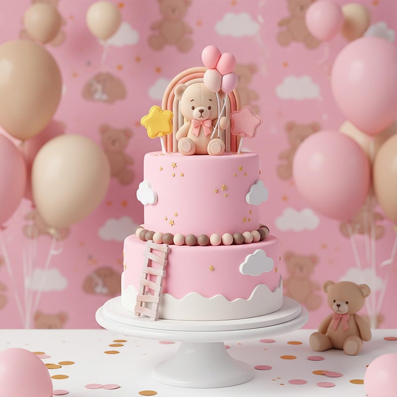 Knana 26Pcs Bear Cake Topper Pink Bear Cake Decoration Baby Bear Cake Topper Baby Shower Party Supplies - Image 4