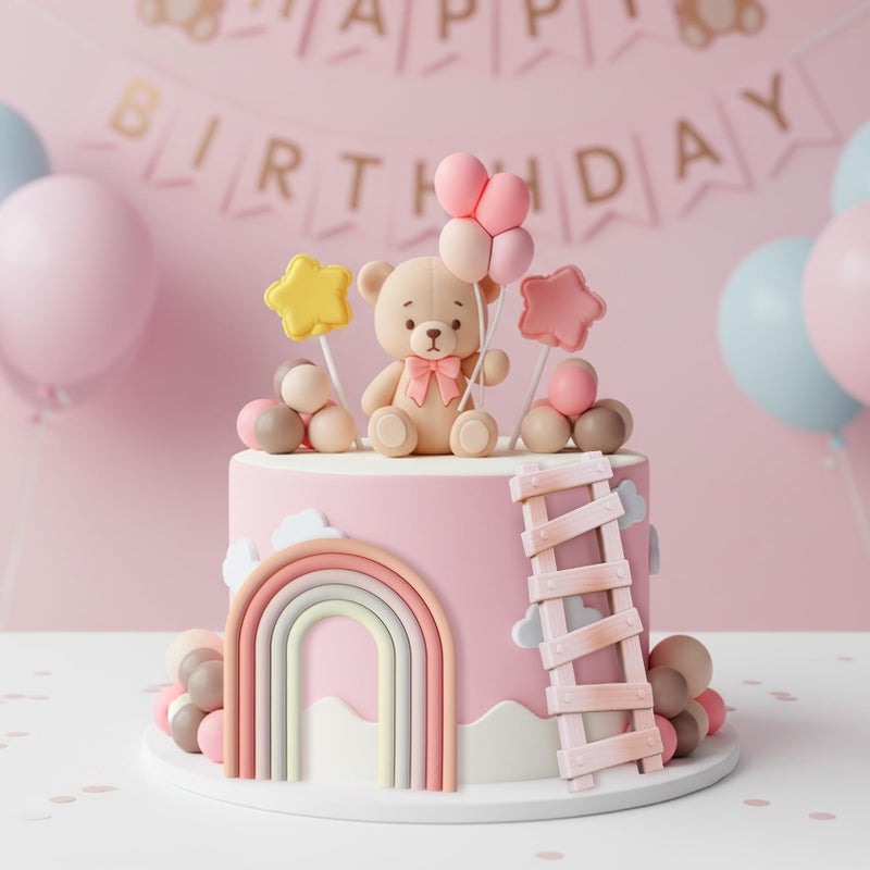 Knana 26Pcs Bear Cake Topper Pink Bear Cake Decoration Baby Bear Cake Topper Baby Shower Party Supplies - Image 5