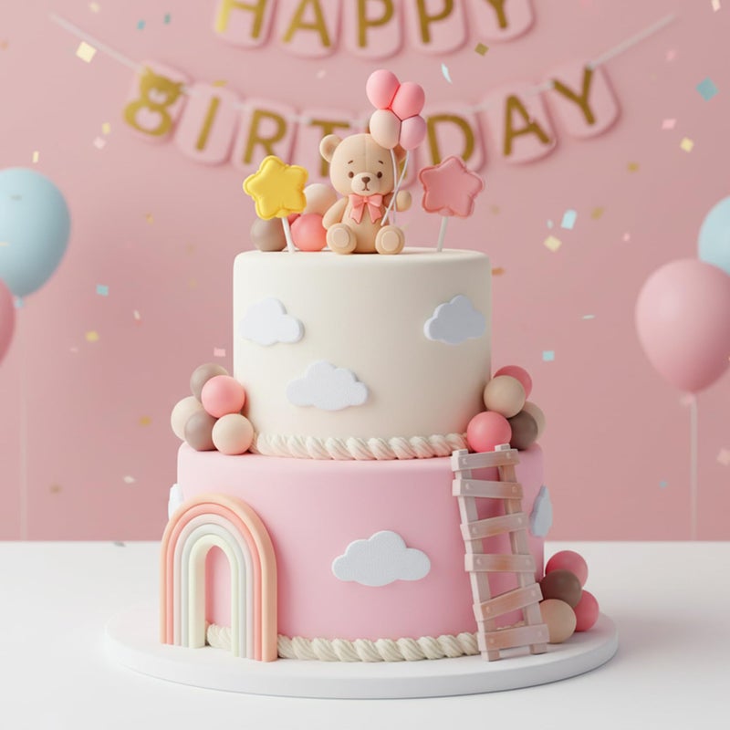 Knana 26Pcs Bear Cake Topper Pink Bear Cake Decoration Baby Bear Cake Topper Baby Shower Party Supplies - Image 3