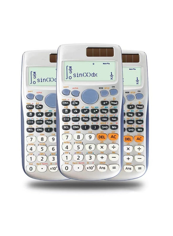 Scientific Calculator 417 Function 10+2-digit Writing Display Solar and Battery Calculator Protective Case, Suitable for Schools - Image 1