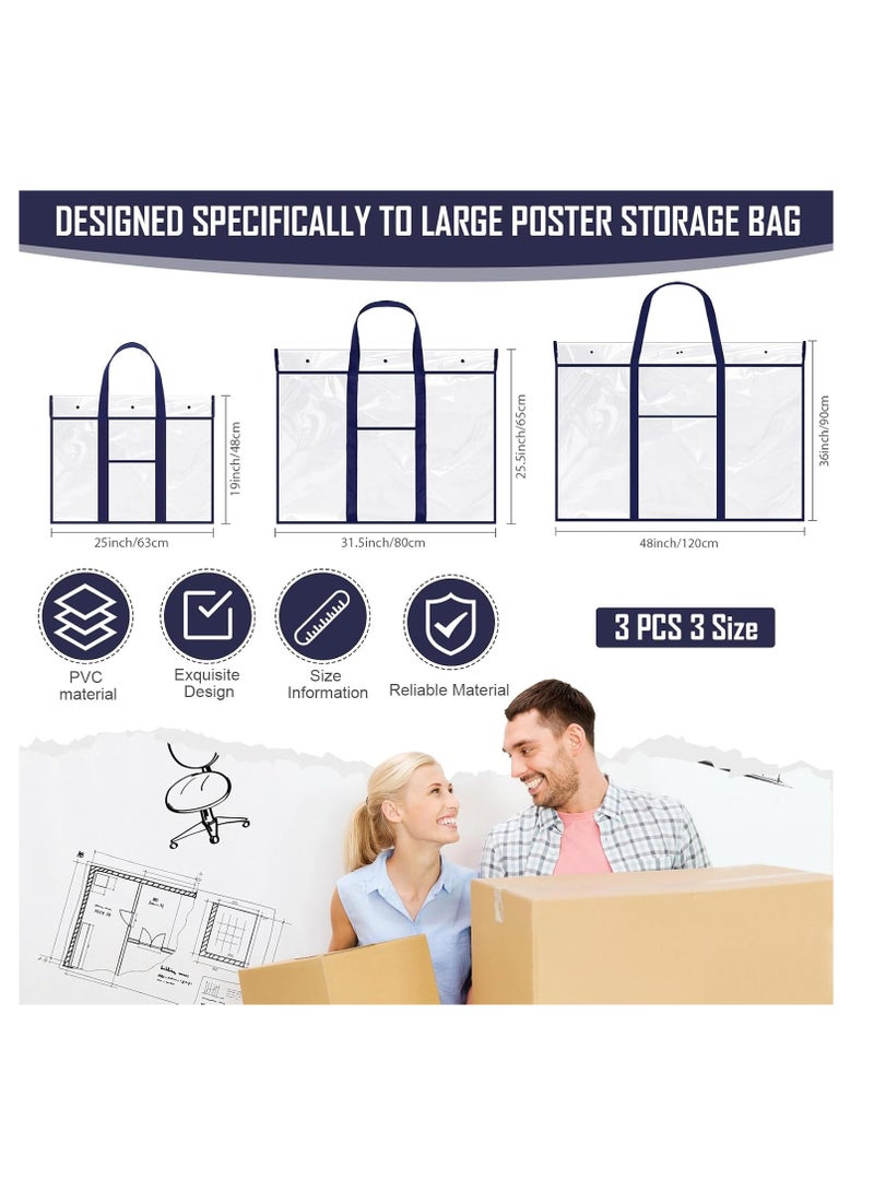 Generic Windyun 3 Pcs Large Poster Storage Bag 48 x 36 Inches 31.5 x 25.5 Inches 19 x 25 Inches Bulletin Board Holder Classroom Organization and Storage Poster Storage Container Art Portfolio Case  - Image 3