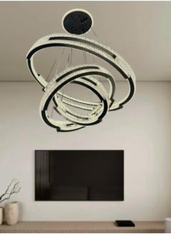 ماركة غير محددة ثريات ليد ديكور اسود ثلاث حلقات متعدد التصميم مقاس 60-40-25 سم ثلاث اضاءات  - Image 1
