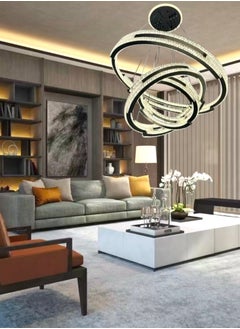 ماركة غير محددة ثريات ليد ديكور اسود ثلاث حلقات متعدد التصميم مقاس 60-40-25 سم ثلاث اضاءات  - Image 4
